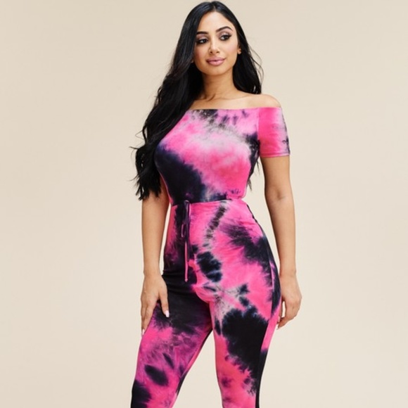 Pants - 🛍 LAST 2! TIE DYE HOT PINK AND BLACK JUMPSUIT